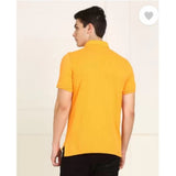 Yellow cotton half sleeve polo neck t-shirt for men - solid design