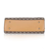 Faux leather printed handbag (Camel), synthetic lining, dual handle with zipper closure