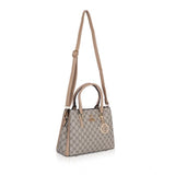 Hilver faux leather printed handbag with dual handle, synthetic lining, and zipper closure