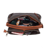 Green faux leather solid sling bag with dual handle, synthetic lining and zipper closure