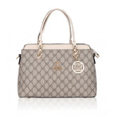 Women's Faux Leather Printed Handbag (Beige)
