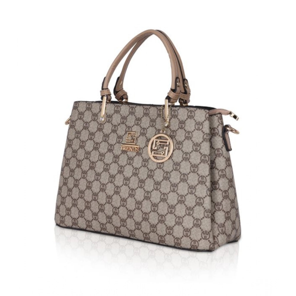 Hilver faux leather printed handbag, dual handle design with zipper closure for women's stylish accessory