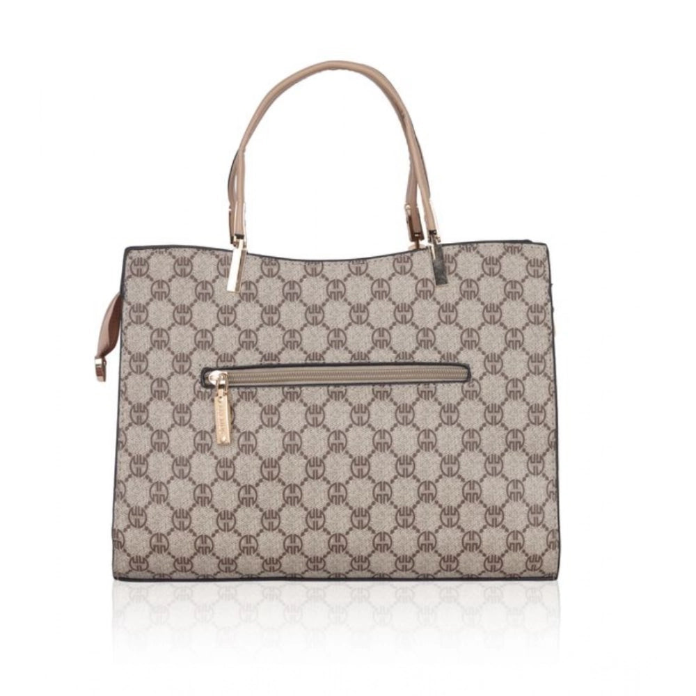 Hilver faux leather printed handbag with dual handle, synthetic lining, zipper closure