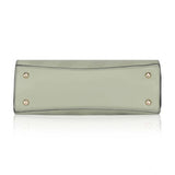 Green textured faux leather adjustable long belt handbag with dual handles