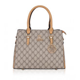 Women's Faux Leather Printed Handbag (Camel)