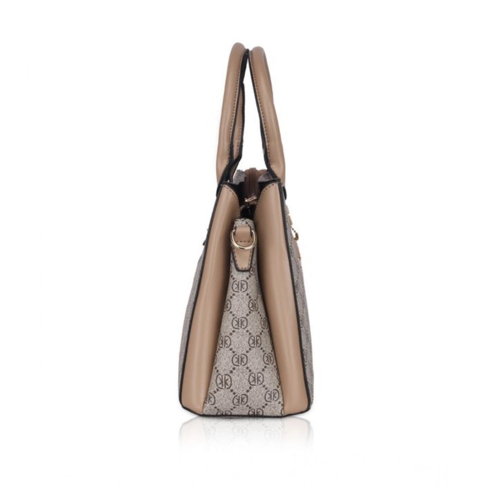 Hilver faux leather printed handbag with dual handles, synthetic lining and zipper closure