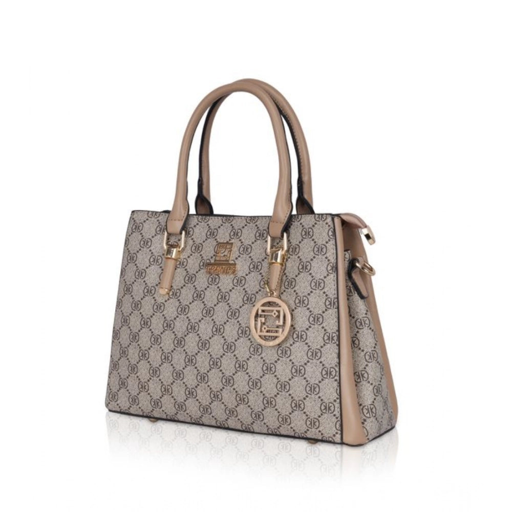 Faux leather Hilver printed handbag, synthetic lining, dual handle design for women's fashion accessory with zipper closure