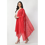 Rani colored Chanderi Self Design Dupatta for festive occasions, free size length