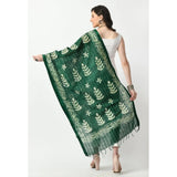 Green cotton printed dupatta for festive occasions, free size, women's traditional Indian wear