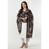 Wine cotton printed dupatta for women, free size, suitable for festive occasions