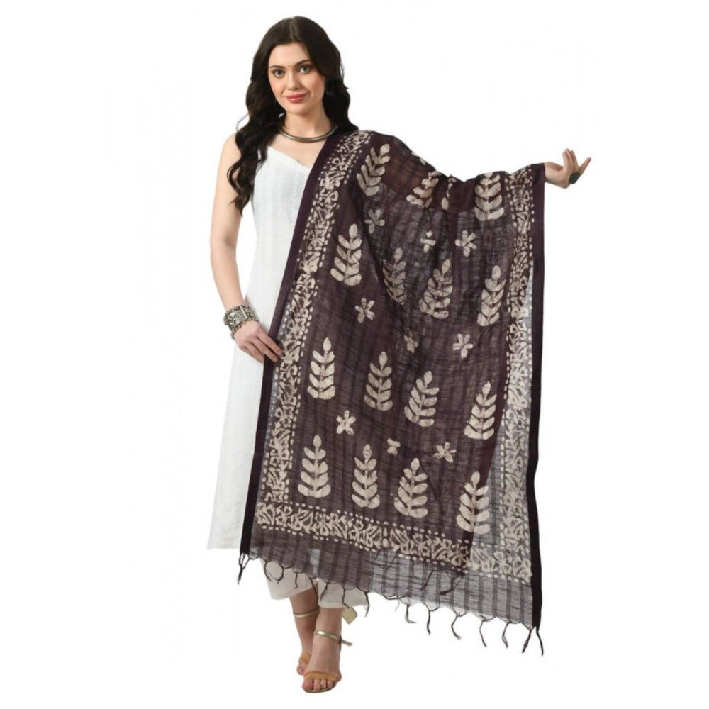 Wine cotton printed dupatta, free size for festive occasions, actual product color may vary