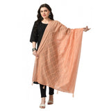 Peach Chanderi self-design dupatta for women's festive wear, free size length
