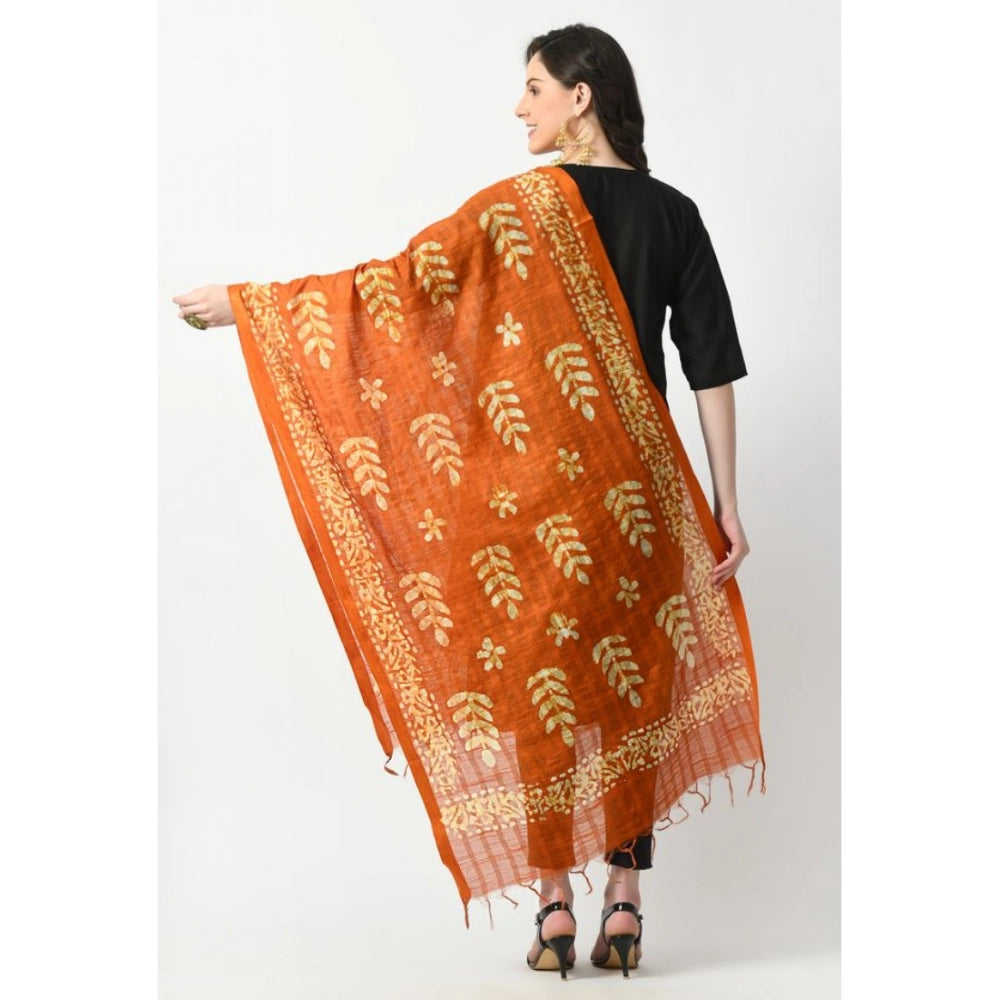 Mustard cotton printed dupatta for women's festive occasions, free size