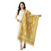 Gold cotton printed dupatta for festive occasions, free size, women's traditional wear