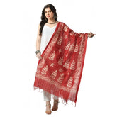 Red cotton printed dupatta for festive occasions, free size length