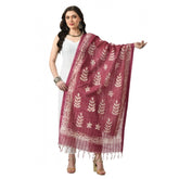 Lavender cotton printed dupatta, free size for festive occasions, women's traditional Indian wear