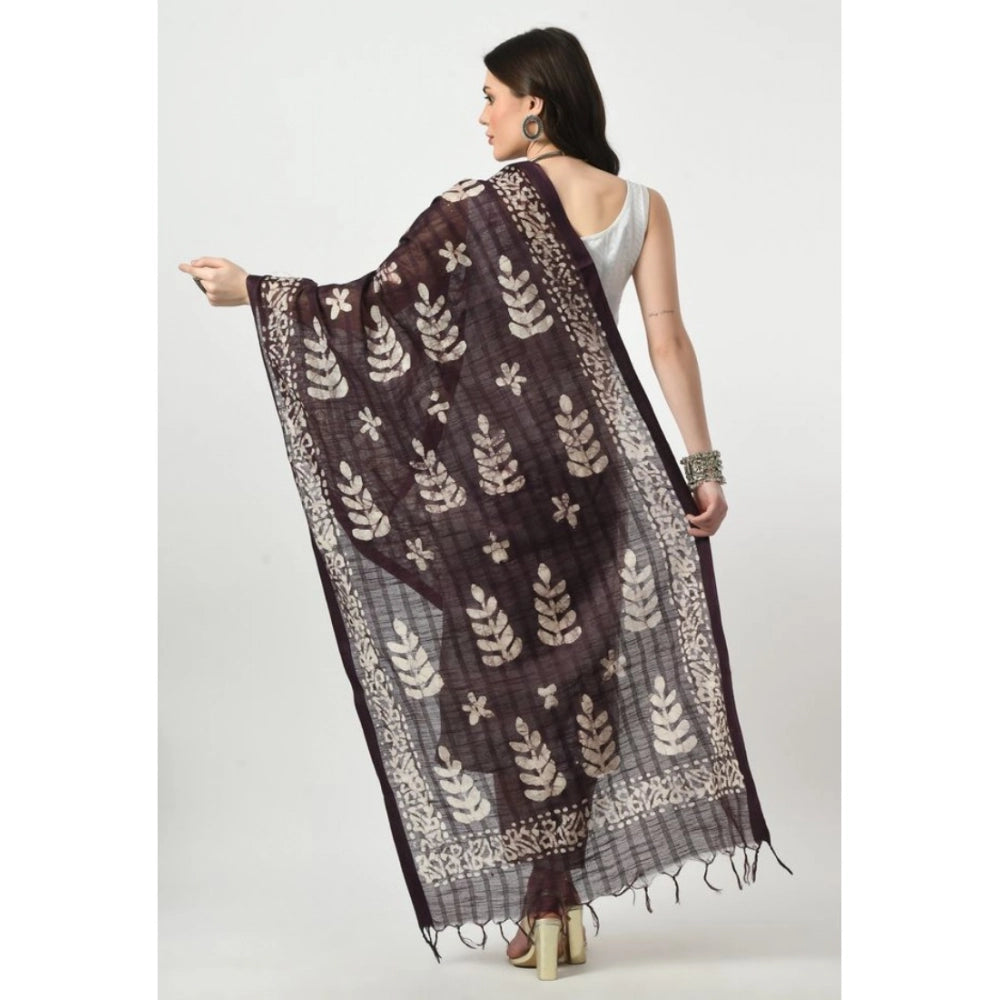 Wine cotton printed dupatta for women, free size, festive occasion