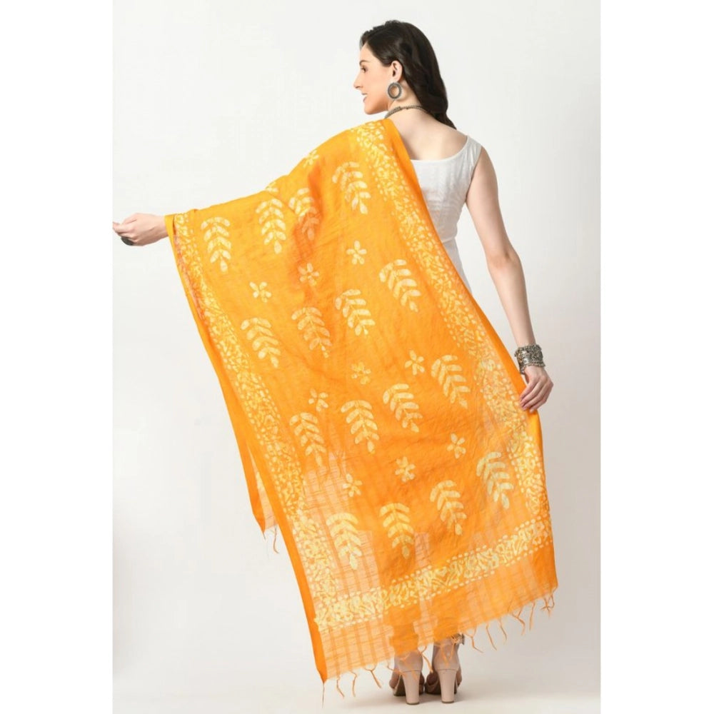 Yellow cotton printed dupatta for festive occasions, free size length