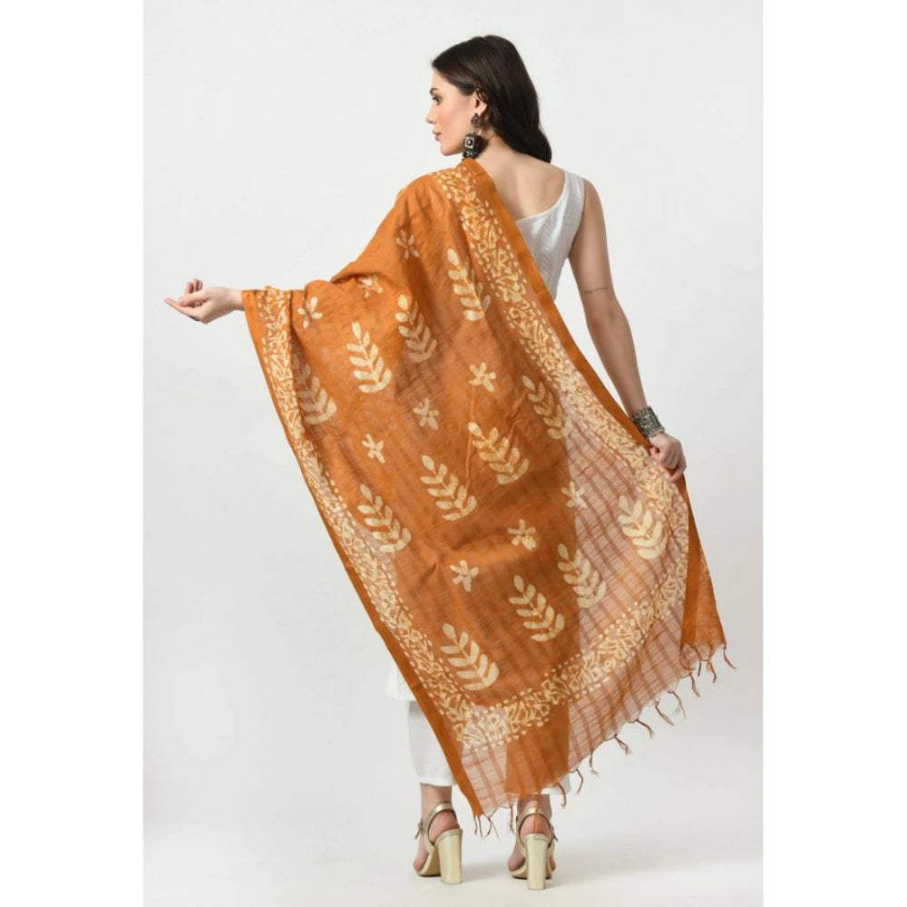 Rust cotton printed dupatta, free size for festive women's wear