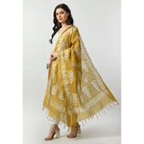 Gold cotton printed dupatta, vibrant patterns for festive occasions, free size length