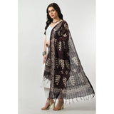Wine cotton printed dupatta for women's festive wear, free size length