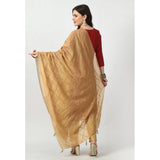 Gold Chanderi self-design dupatta for festive occasions, free size length