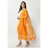 Yellow cotton printed dupatta for festive occasions, free size length