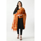 Mustard cotton printed dupatta, free size for festive occasions