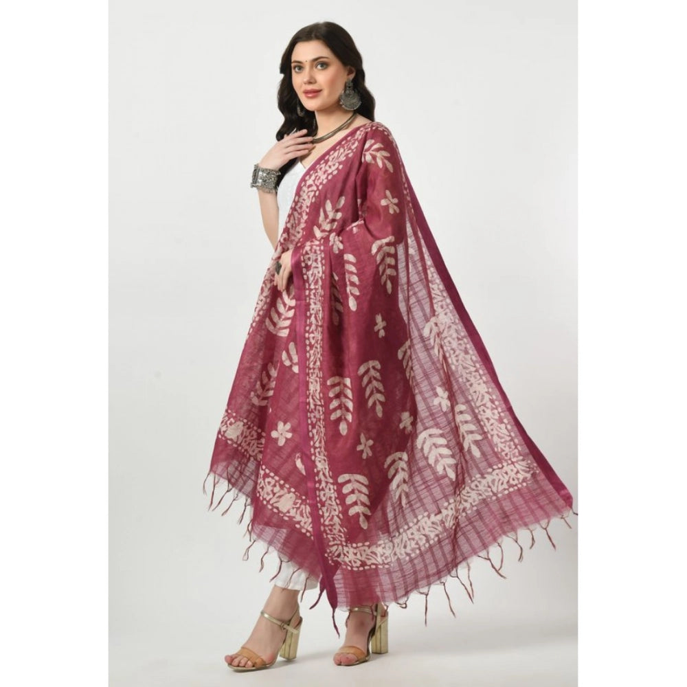 Lavender cotton printed dupatta for women, free size, perfect for festive occasions