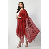 Maroon Chanderi self-design dupatta for festive occasions, free size length