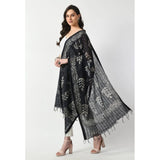 Black cotton printed dupatta for festive occasions, free size length