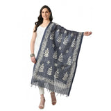 Grey cotton printed dupatta for festive occasions, free size length