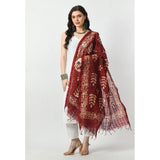 Maroon cotton printed dupatta for festive occasions, free size, women's wear