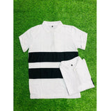 White cotton men's casual short sleeves polo neck t-shirt, solid design for everyday wear
