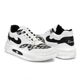 Black synthetic leather casual men's shoes on a flat heel with laces, ideal for everyday wear