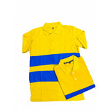 Men's casual short sleeves mustard cotton polo neck T-shirt, solid design, regular fit for men