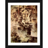Multicolor wood framed "The Accordionist" 1911 painting, lightweight wall-mount art piece (14"x18")