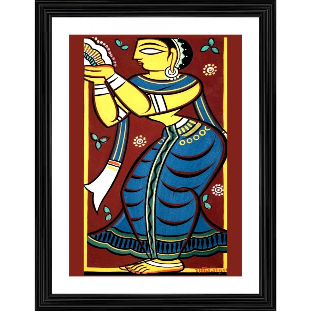 Multicolor wood framed painting of a dancing woman, lightweight for wall mount