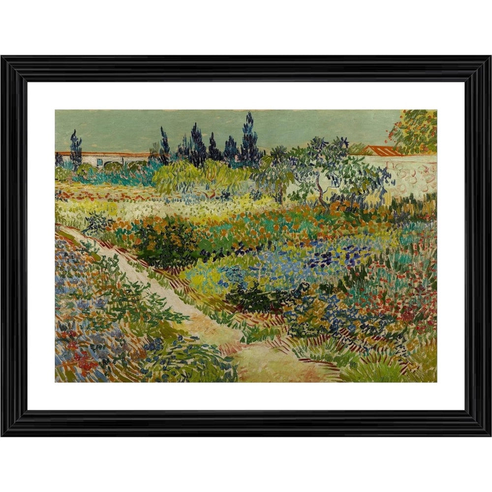 Multicolor wooden framed Garden at Arles 1889 painting photo frame with wall mount, lightweight & vibrant display