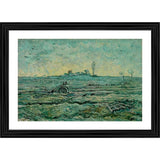 Multicolor wood-framed painting of a snow-covered field with a harrow (14x18), lightweight wall mount for home decor