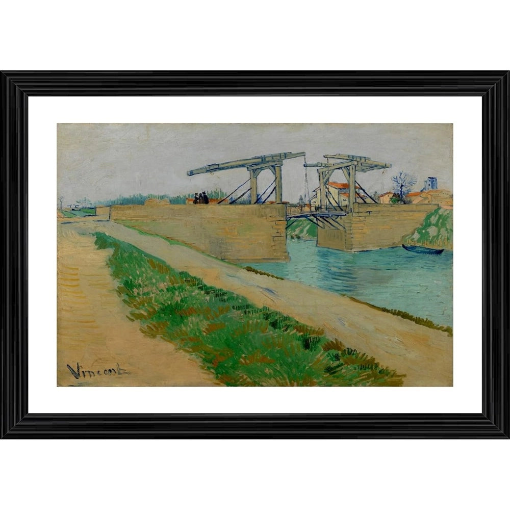 Multicolor wood framed painting of The Langlois Bridge (1888) for wall mount - lightweight and vibrant art piece