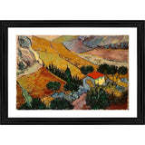 Multi-colored wood framed painting "House and Ploughman" (1889) - lightweight wall mount, 14x18 size