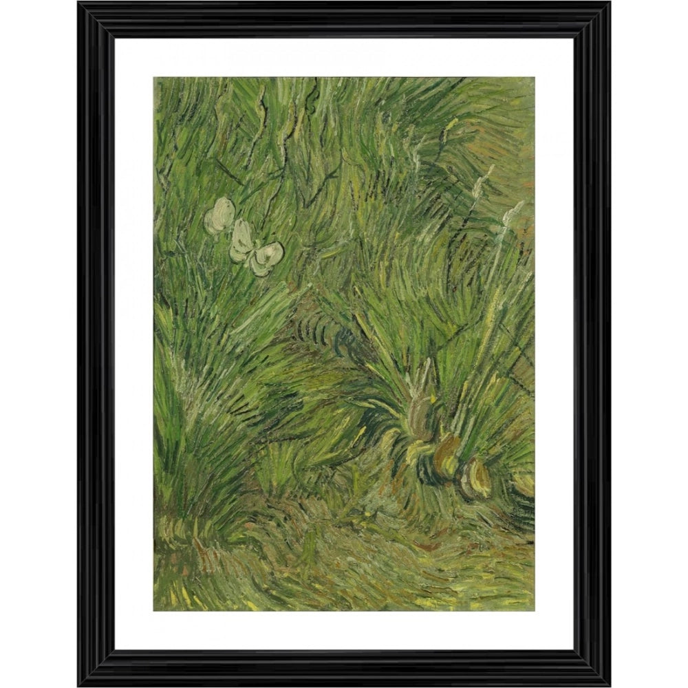 Multicolor wooden framed painting of Garden with Butterflies 1890, lightweight wall-mounted art for home decor