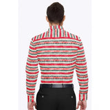 Red-White striped cotton blended men's shirt on hanger