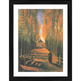 Multicolor wood framed painting of Avenue of Poplars in Autumn 1884, lightweight for wall mount