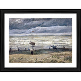 Multi-colored wood framed painting depicting Beach at Scheveningen in stormy weather (1882) - lightweight wall mount