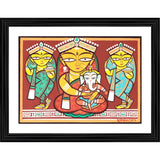 Multicolor Parvati-Ganesh painting with lightweight wood frame, 14x18 wall mount