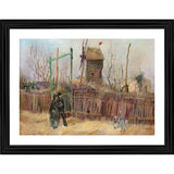 Multicolor wood framed painting of Street Scene in Montmartre 1887, lightweight for wall mounting