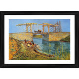 Multicolor wood photo frame featuring The Langlois Bridge at Arles 1888 painting, lightweight for wall mounting