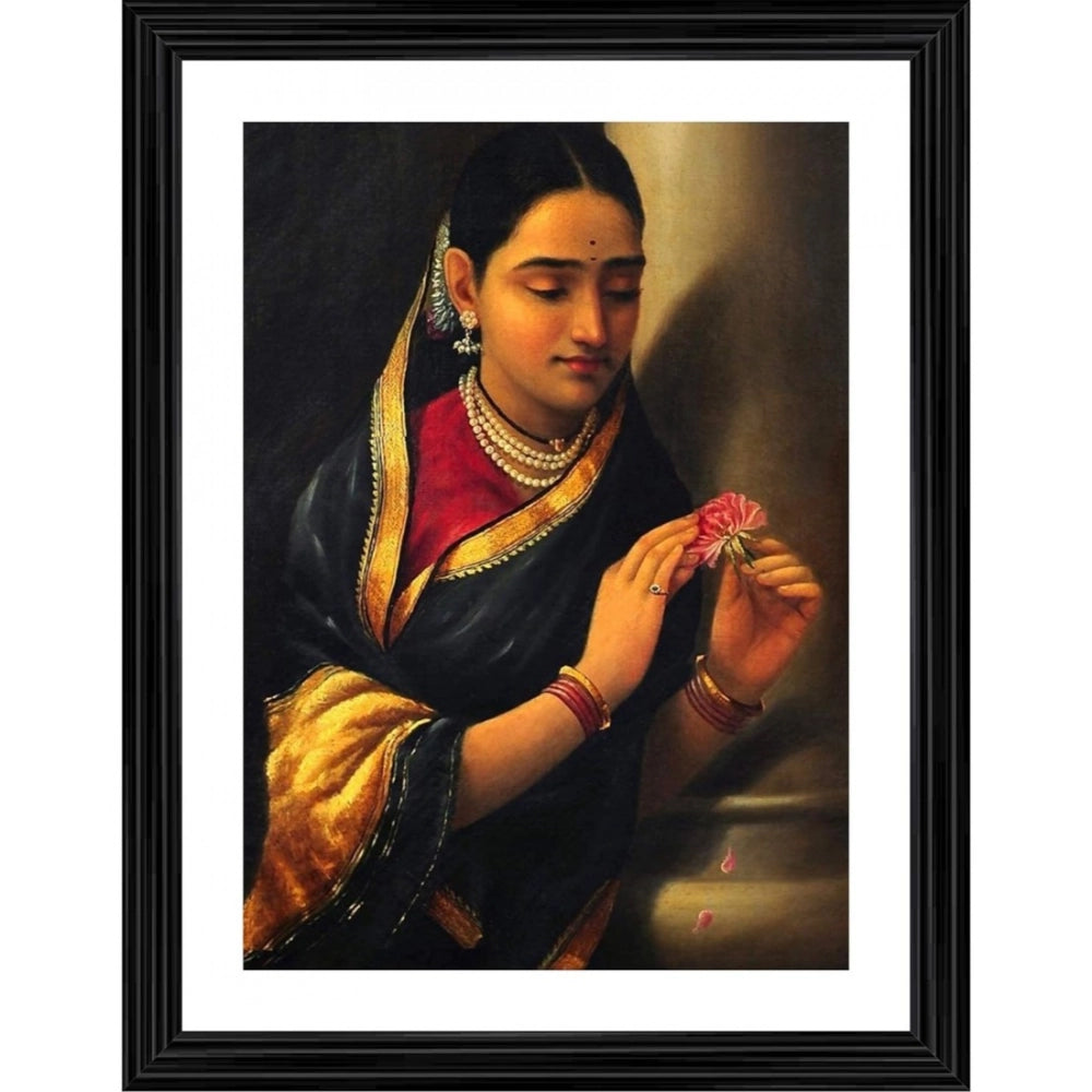 Multicolor wood framed photo frame featuring "Woman in the Stolen Interview 1906" painting, lightweight for wall mounting (14x18")